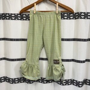 Matilda Jane Serendipity Girls Size 4 Ruffle Hem Cropped Pants Yellow Green Boho